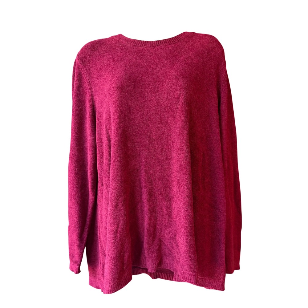 J Jill Sweater Womens XL Petite Burgundy Chenille Pullover Tunic Soft Knit
